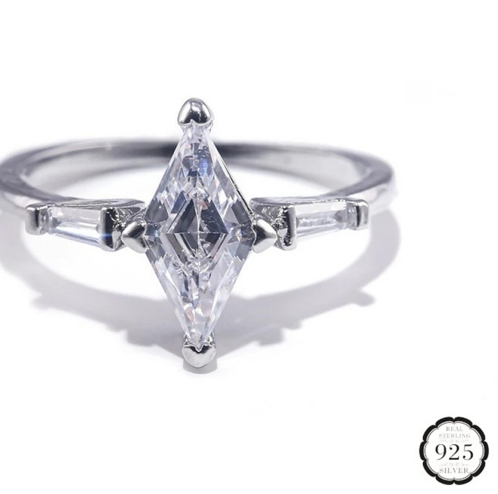 NEW Platinum Plated  Brilliant Marquise Diamond Ring - Picture 2 of 13